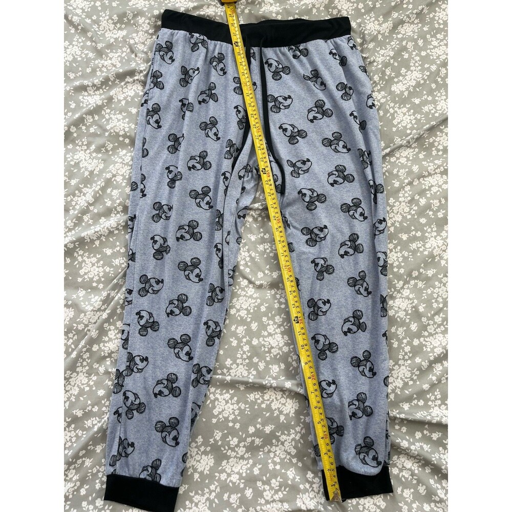 Disney Women's Mickey Mouse Graphic Pajama Set Gray/Black Trim Large Long Sleeve - Picture 6 of 8